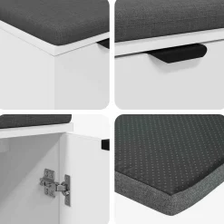 vidaXL Halbank Wit 60 x 38 x 46 cm Geïndustrialiseerd hout en stof