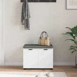 vidaXL Halbank Wit 60 x 38 x 46 cm Geïndustrialiseerd hout en stof