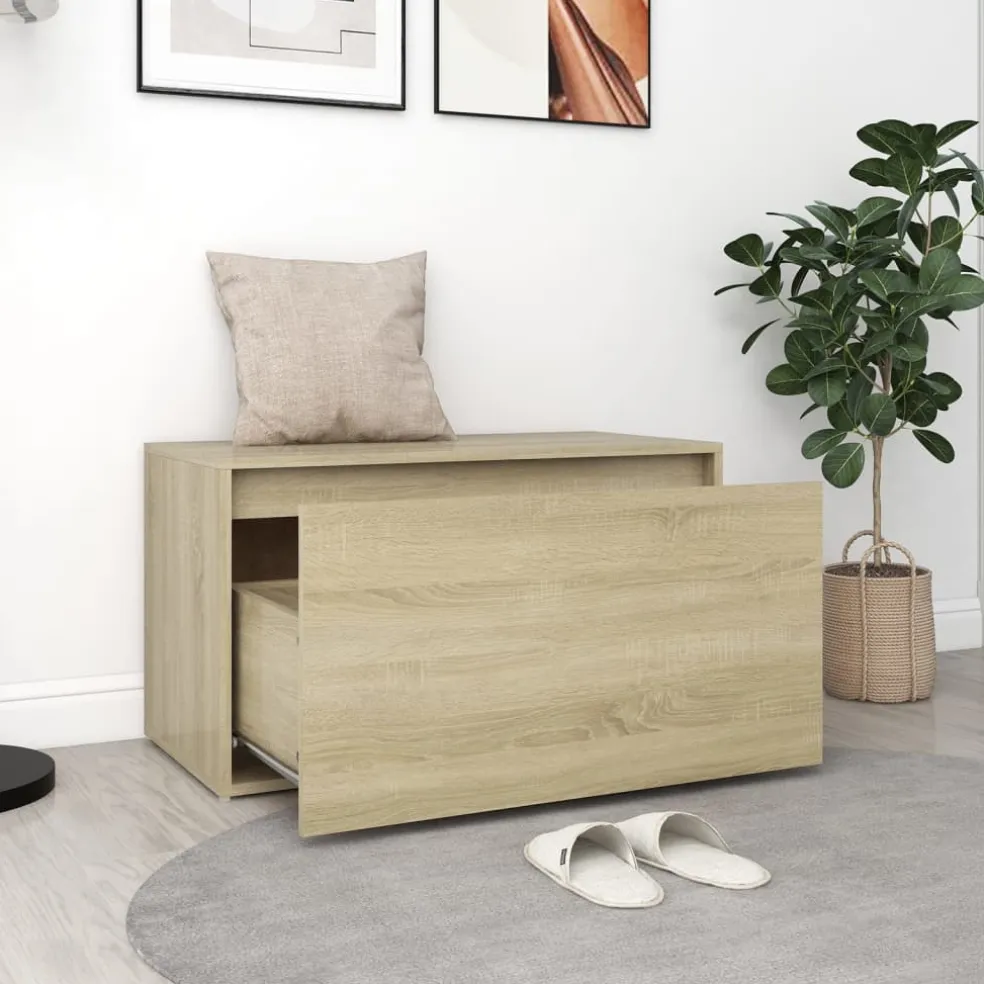 vidaXL Halbank 80x40x45 cm bewerkt hout sonoma eikenkleurig