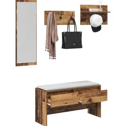 vidaXL Halmeubelset 4 st Oudhout 90 x 31 x 46,5 cm Bewerkt hout
