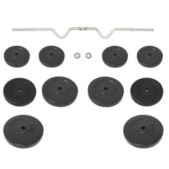 vidaXL Halter gebogen met gewichten 90 kg