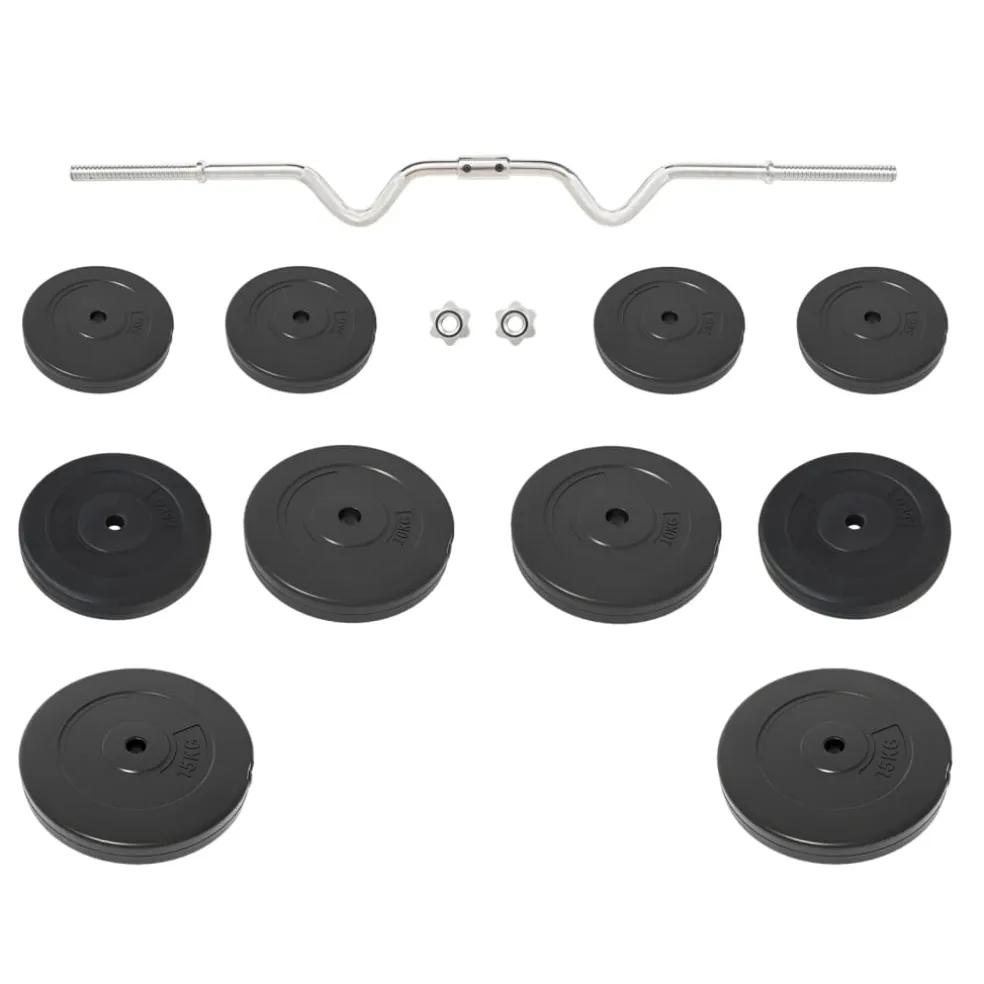 vidaXL Halter gebogen met gewichten 90 kg