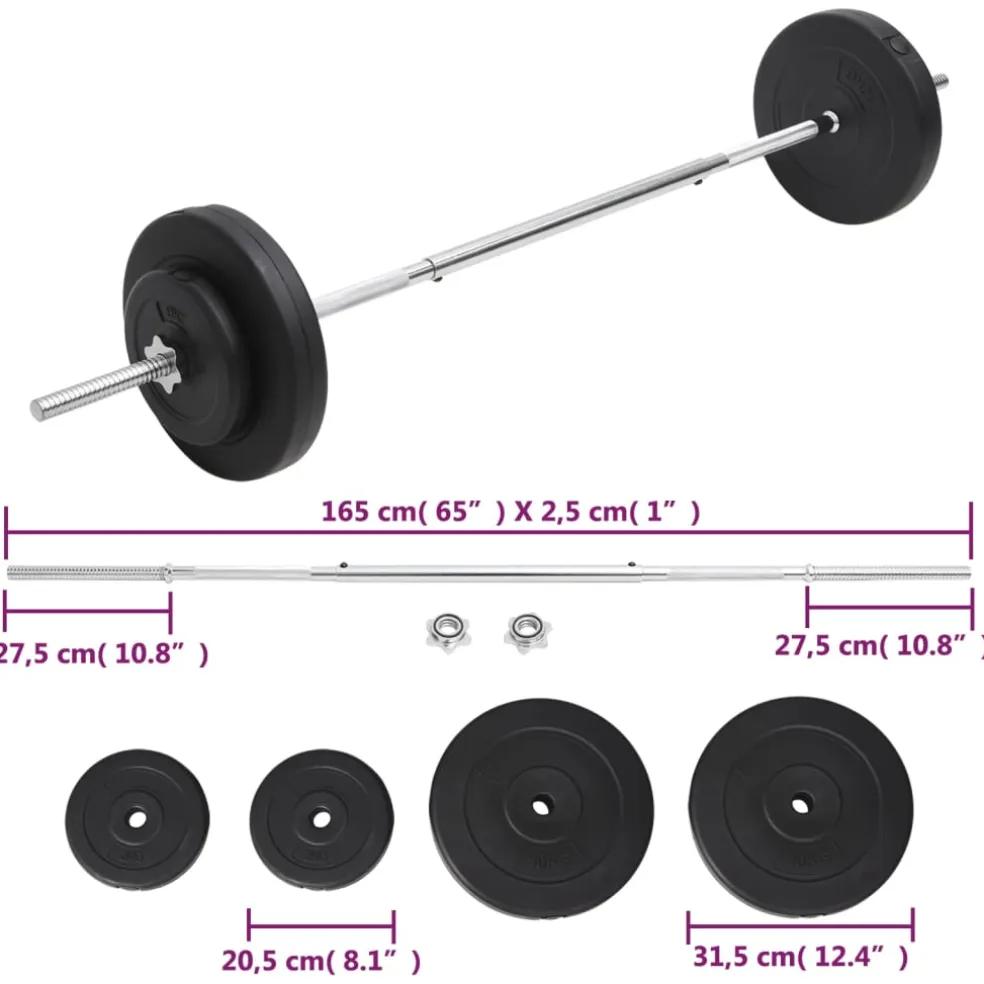 vidaXL Halter met gewichten 30 kg