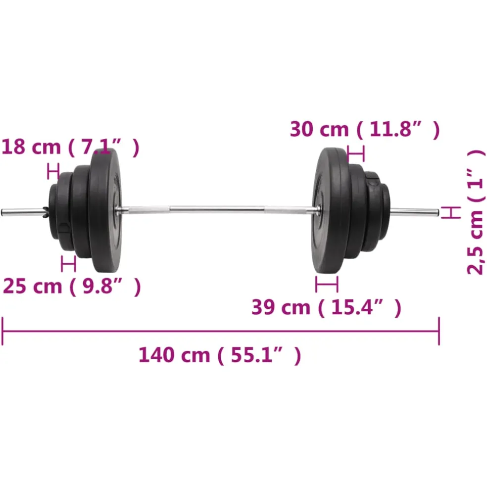vidaXL Halter met gewichten 60 kg