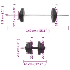vidaXL Halterset met gewichten 60 kg