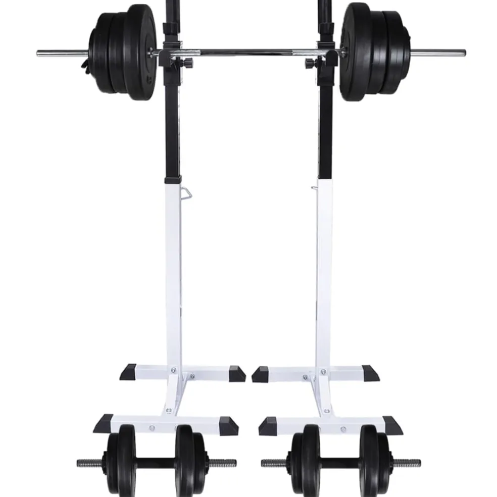vidaXL Halter-/squatrek met halterset 60,5 kg