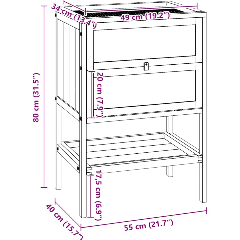 vidaXL Hamsterkooi 55x40x80 cm massief vurenhout