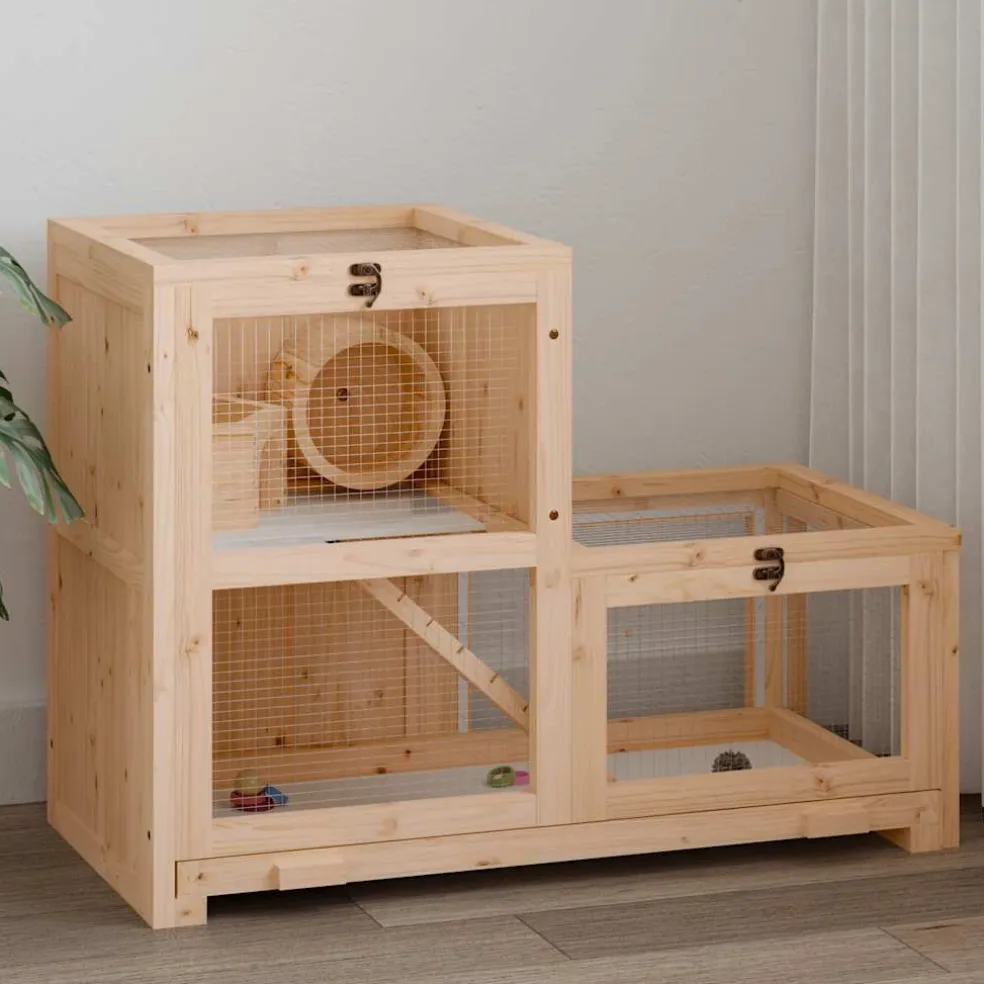 vidaXL Hamsterkooi 81x40x60 cm massief vurenhout
