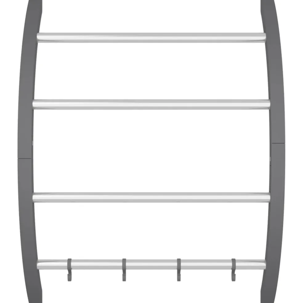 vidaXL Handdoekenrek met haken 56x16x72 cm aluminium zilverkleurig