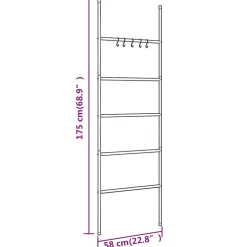vidaXL Handdoekenrek met 5 niveaus, zwart 58x175 cm, ijzer
