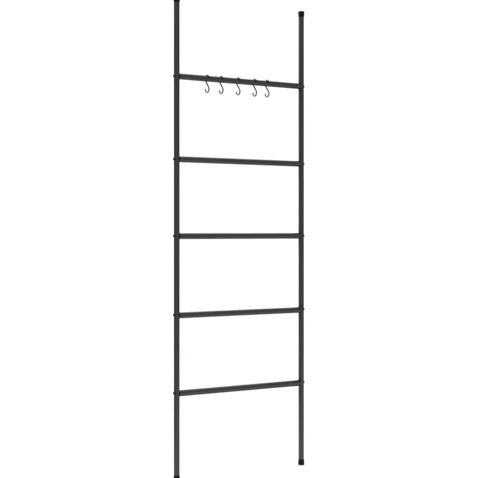 vidaXL Handdoekenrek met 5 niveaus, zwart 58x175 cm, ijzer