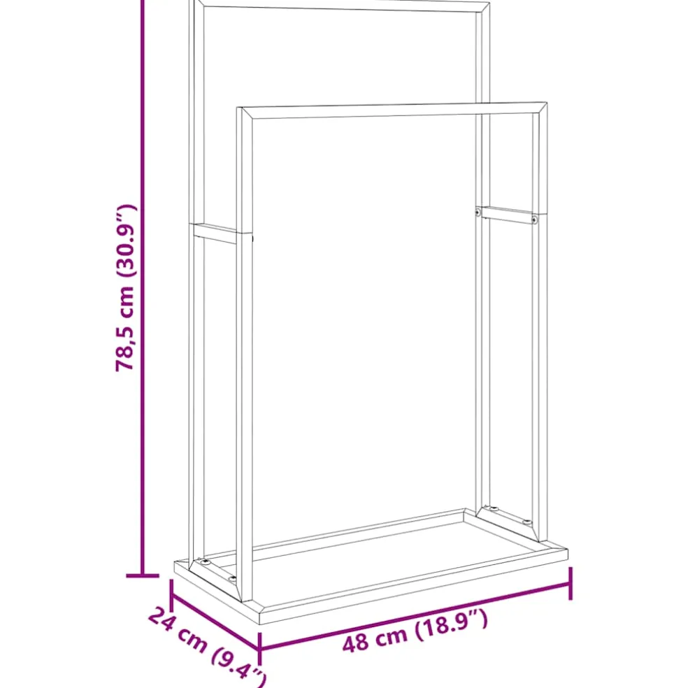 vidaXL Handdoekenrek vrijstaand 48x24x78,5 cm ijzer goudkleurig