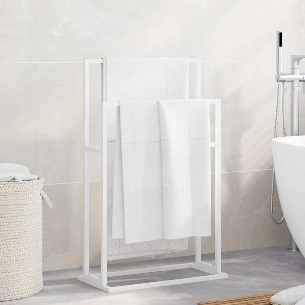vidaXL Handdoekenrek vrijstaand 48x24x78,5 cm ijzer wit