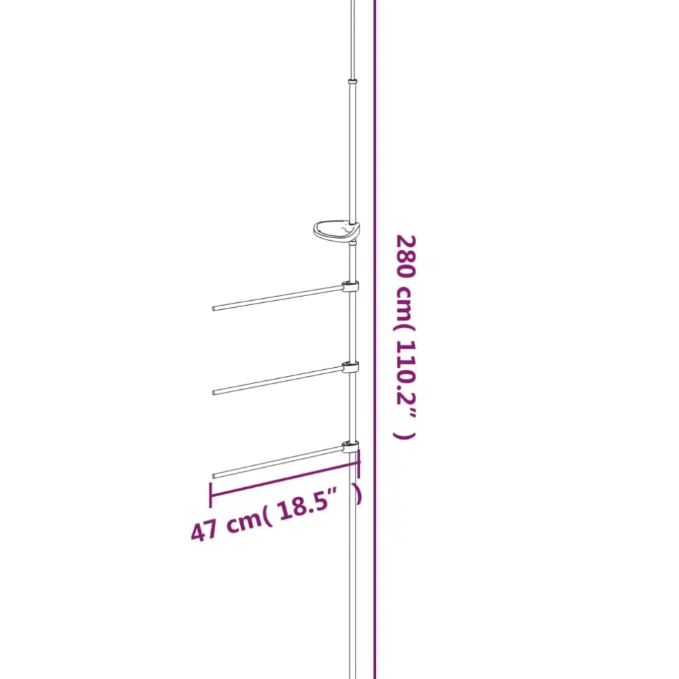vidaXL Handdoekenrek 47x280 cm aluminium
