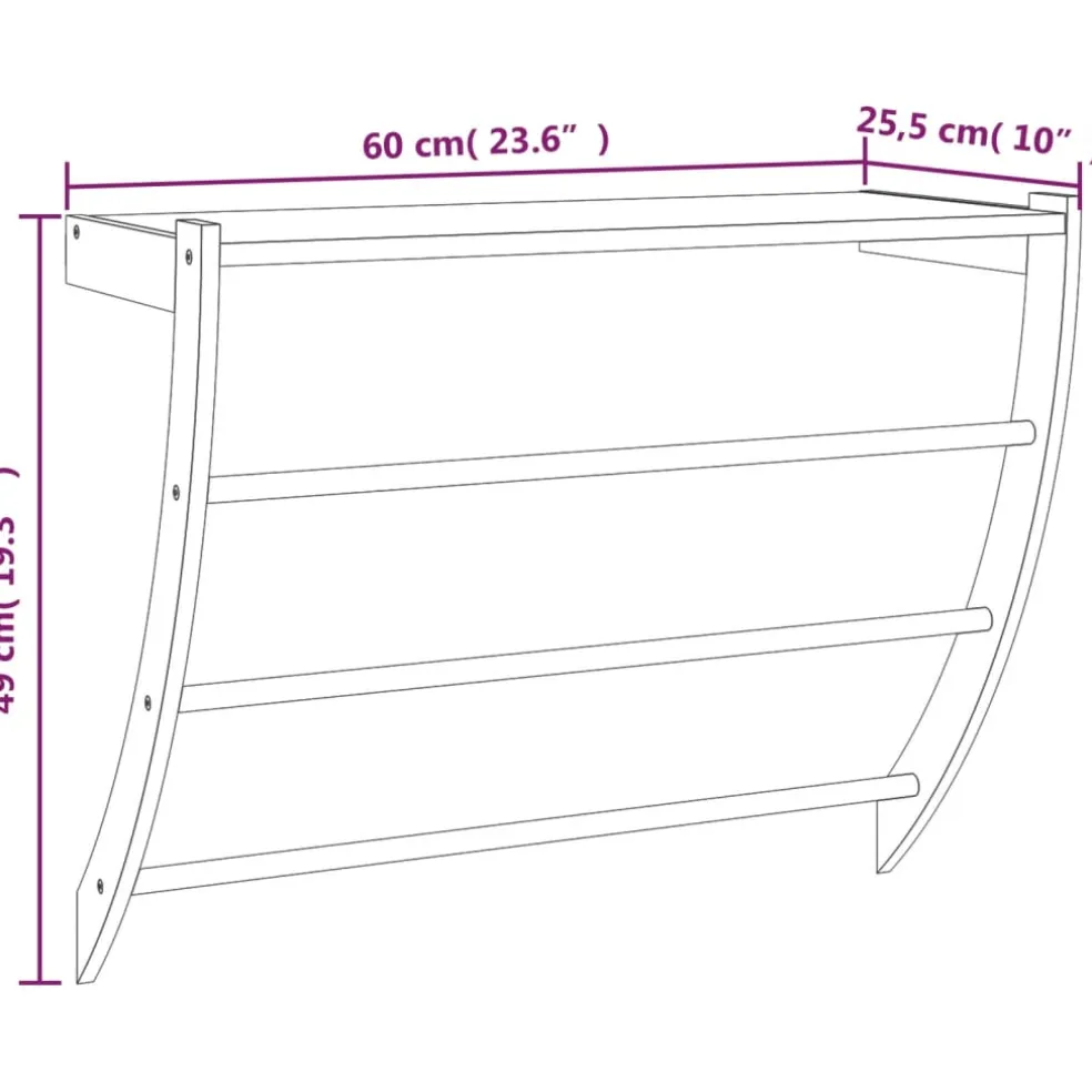 vidaXL Handdoekenrek 60x25,5x49 cm massief walnotenhout