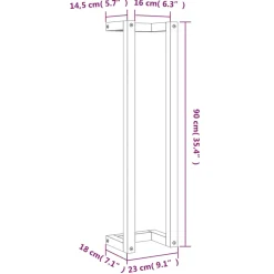 vidaXL Handdoekenrek 23x18x90 cm massief grenenhout wasbruin