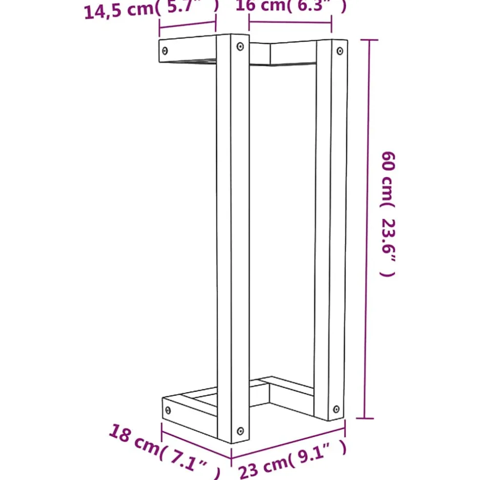 vidaXL Handdoekenrek 23x18x60 cm massief grenenhout