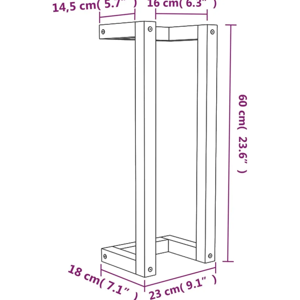 vidaXL Handdoekenrek 23x18x60 cm massief grenenhout wit