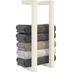vidaXL Handdoekenrek 23x18x60 cm massief grenenhout wit