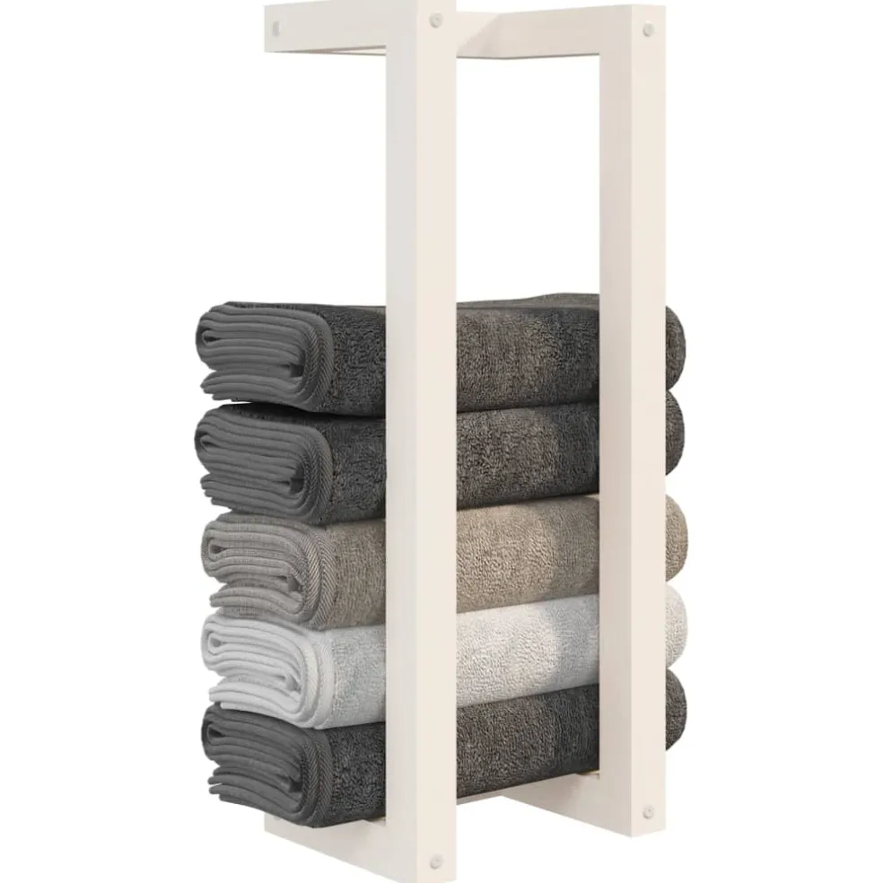 vidaXL Handdoekenrek 23x18x60 cm massief grenenhout wit
