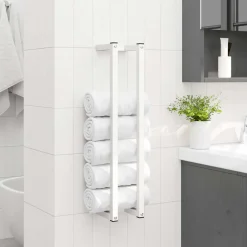 vidaXL Handdoekenrek 12,5x12,5x60 cm staal wit