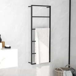 vidaXL Handdoekenrek 45x10x115 cm staal zwart