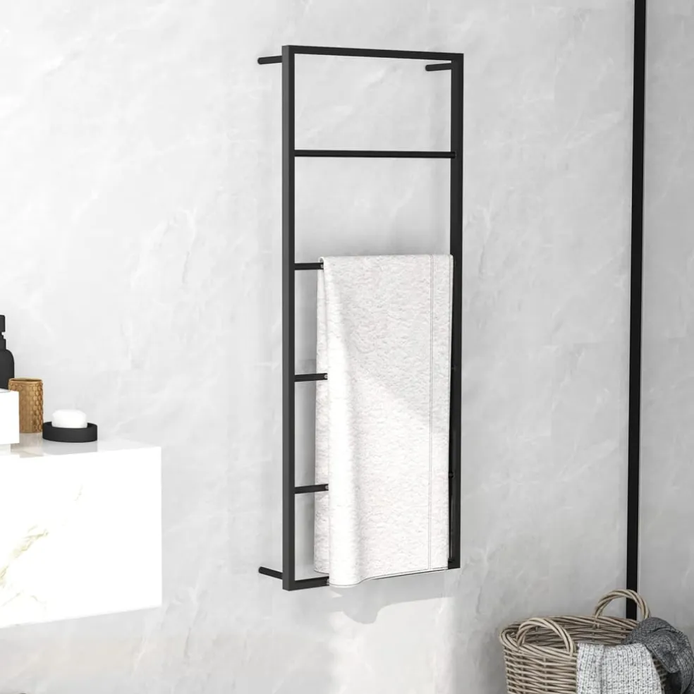 vidaXL Handdoekenrek 45x10x115 cm staal zwart
