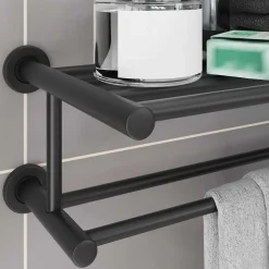 vidaXL Handdoekrek Zwart 61 x 23 x 17 cm Roestvrij staal