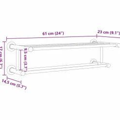 vidaXL Handdoekrek Zwart 61 x 23 x 17 cm Roestvrij staal