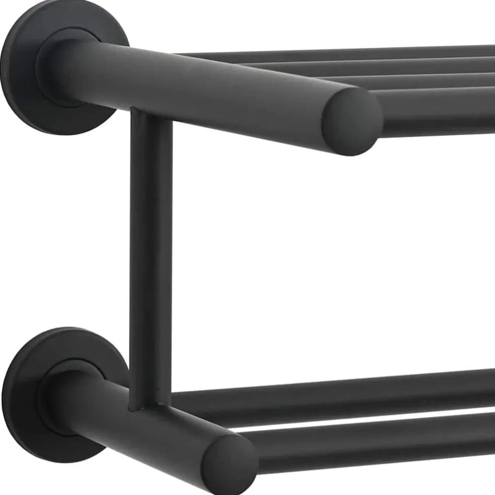 vidaXL Handdoekrek Zwart 61 x 23 x 17 cm Roestvrij staal