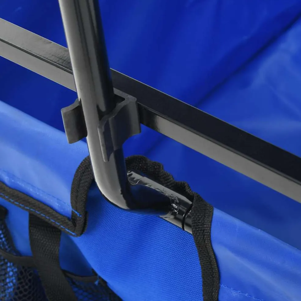 vidaXL Handkar inklapbaar met luifel staal blauw