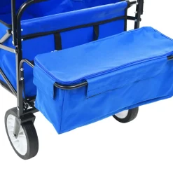 vidaXL Handkar inklapbaar met luifel staal blauw