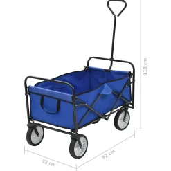 vidaXL Handkar inklapbaar staal blauw