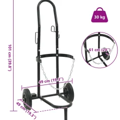 vidaXL Handtrolley Zwart en Rood 49 x 49 x 101 cm Staal