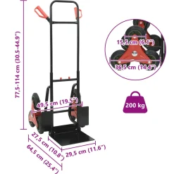vidaXL Handtrolley Zwart en Rood 64,5 x 49,5 x 114 cm Staal