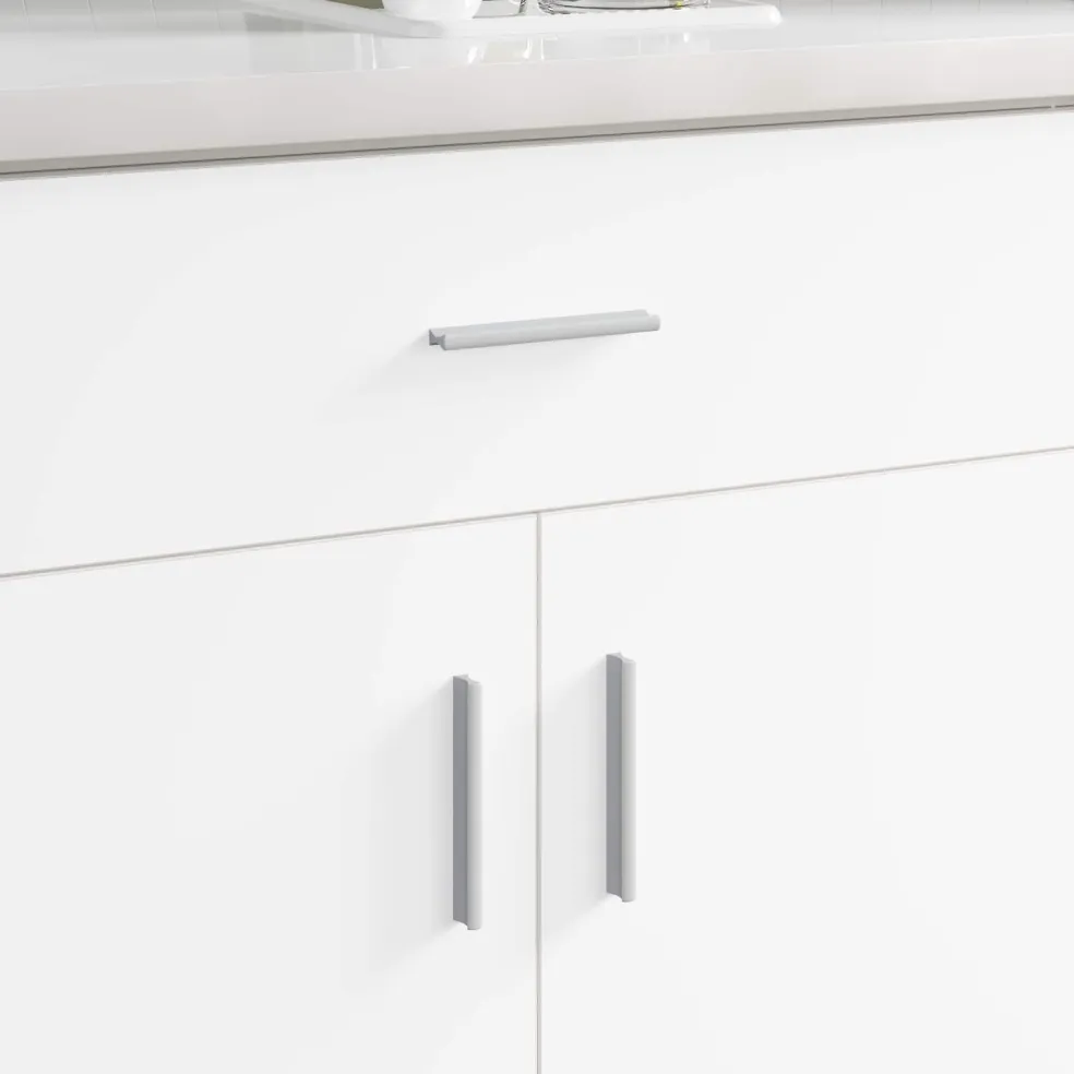 vidaXL Handvat Effen 2 st Zilver 105.7 x 7.4 x 15.5 mm Aluminium