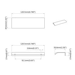vidaXL Handvat 725 st Zwart 120 x 39.6 x 17 mm Aluminium