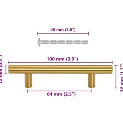 vidaXL Handvatten 10 st hartafstand 64 mm totale lengte 100 mm goud