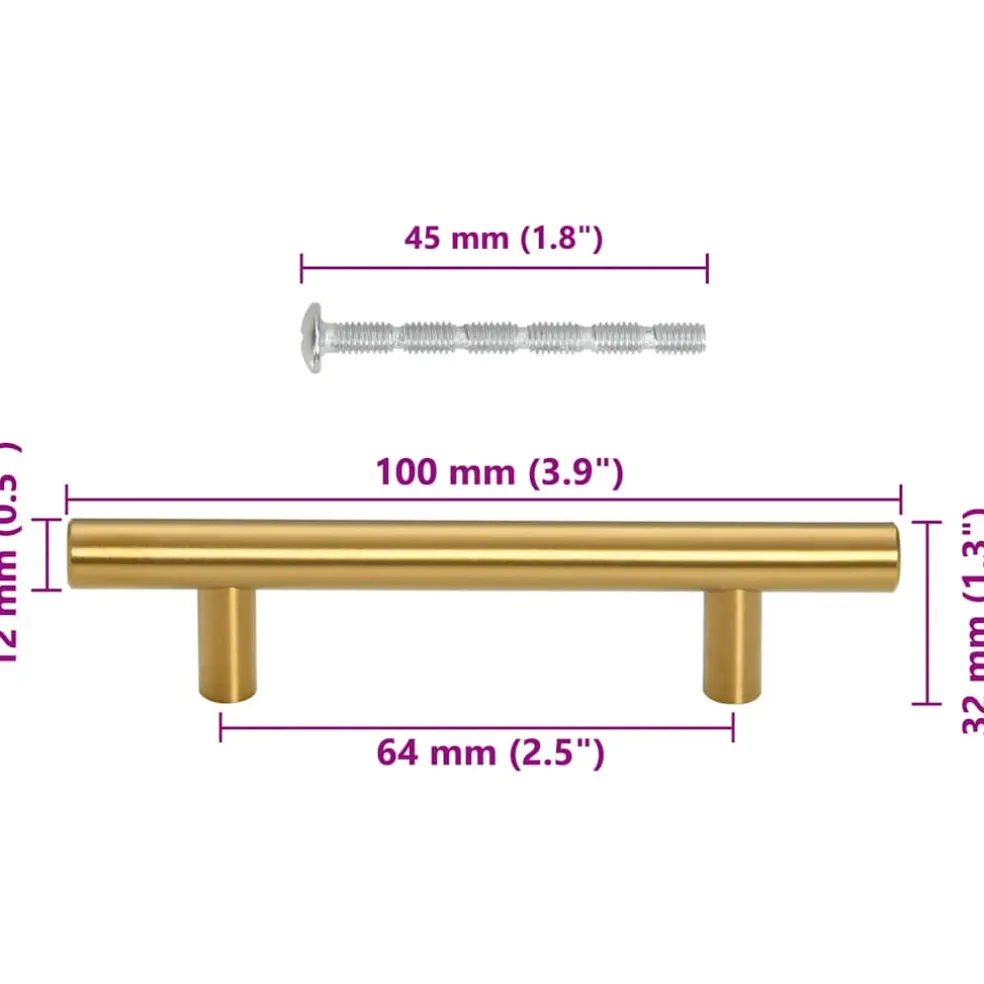 vidaXL Handvatten 10 st hartafstand 64 mm totale lengte 100 mm goud
