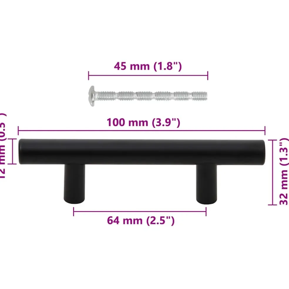 vidaXL Handvatten 10 st hartafstand 64 mm totale lengte 100 mm zwart