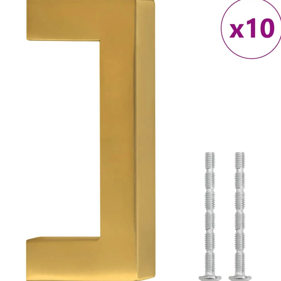 vidaXL Handvatten 10 st 64 mm roestvrij staal goudkleurig