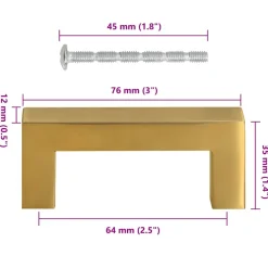 vidaXL Handvatten 10 st 64 mm roestvrij staal goudkleurig