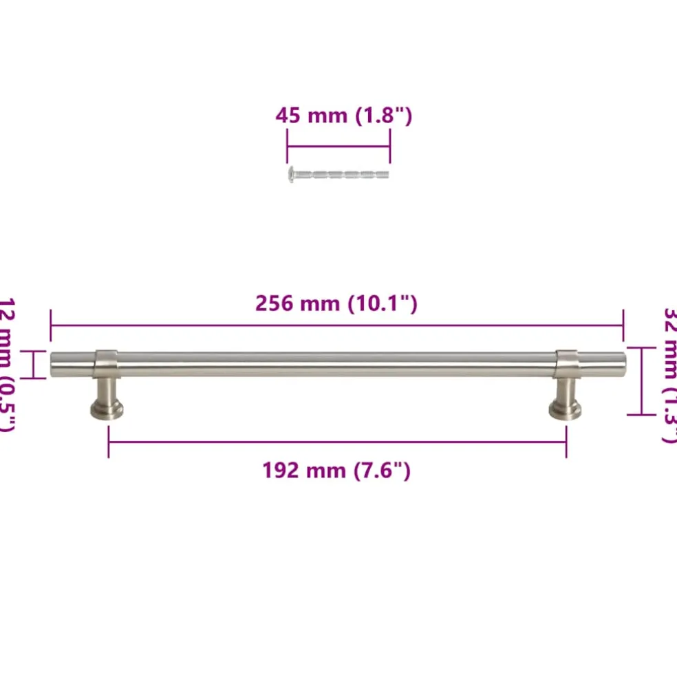 vidaXL Handvatten 5 st 192 mm roestvrij staal zilverkleurig