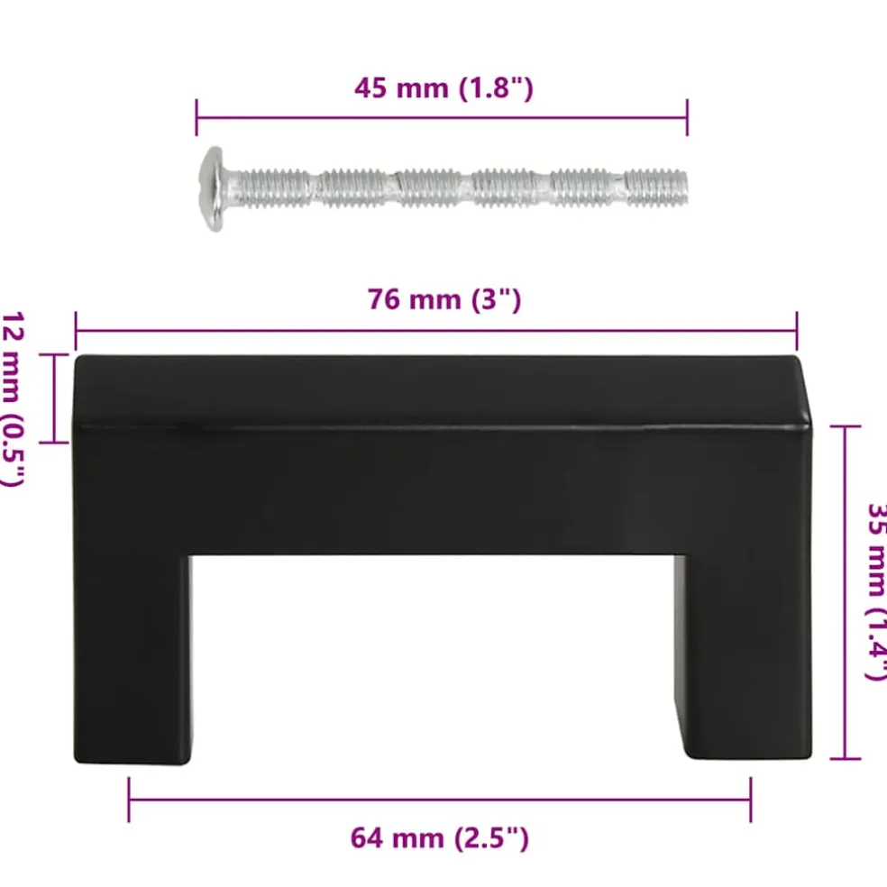 vidaXL Handvatten 10 st 64 mm roestvrij staal zwart