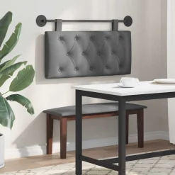 vidaXL Hangend hoofdbord Donkergrijs Stof