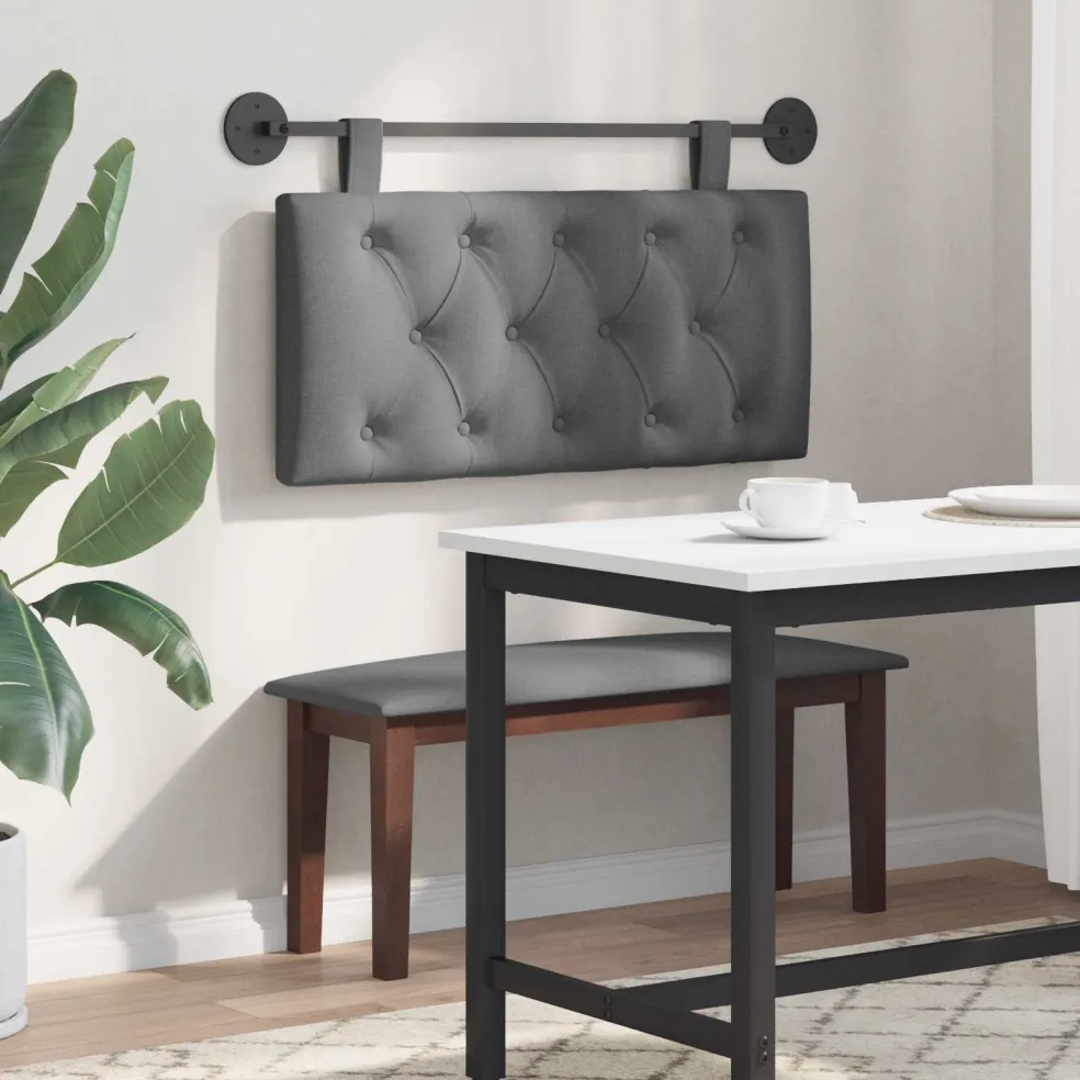 vidaXL Hangend hoofdbord Donkergrijs Stof