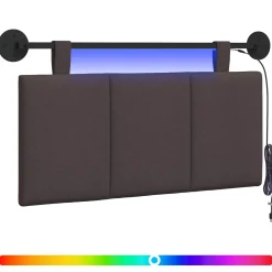 vidaXL Hangend hoofdbord Met LED-verlichting Donkerbruin Stof