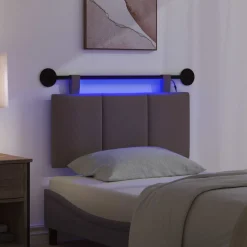 vidaXL Hangend hoofdbord Met LED-verlichting Donkerbruin Stof