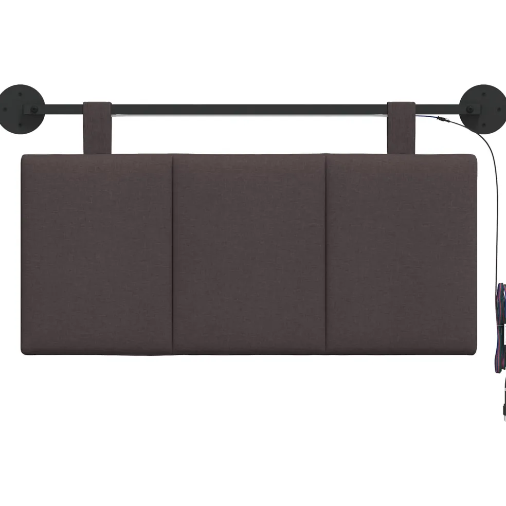 vidaXL Hangend hoofdbord Met LED-verlichting Donkerbruin Stof