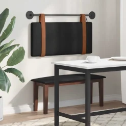 vidaXL Hangend hoofdbord Met LED-verlichting Zwart Antiek PU